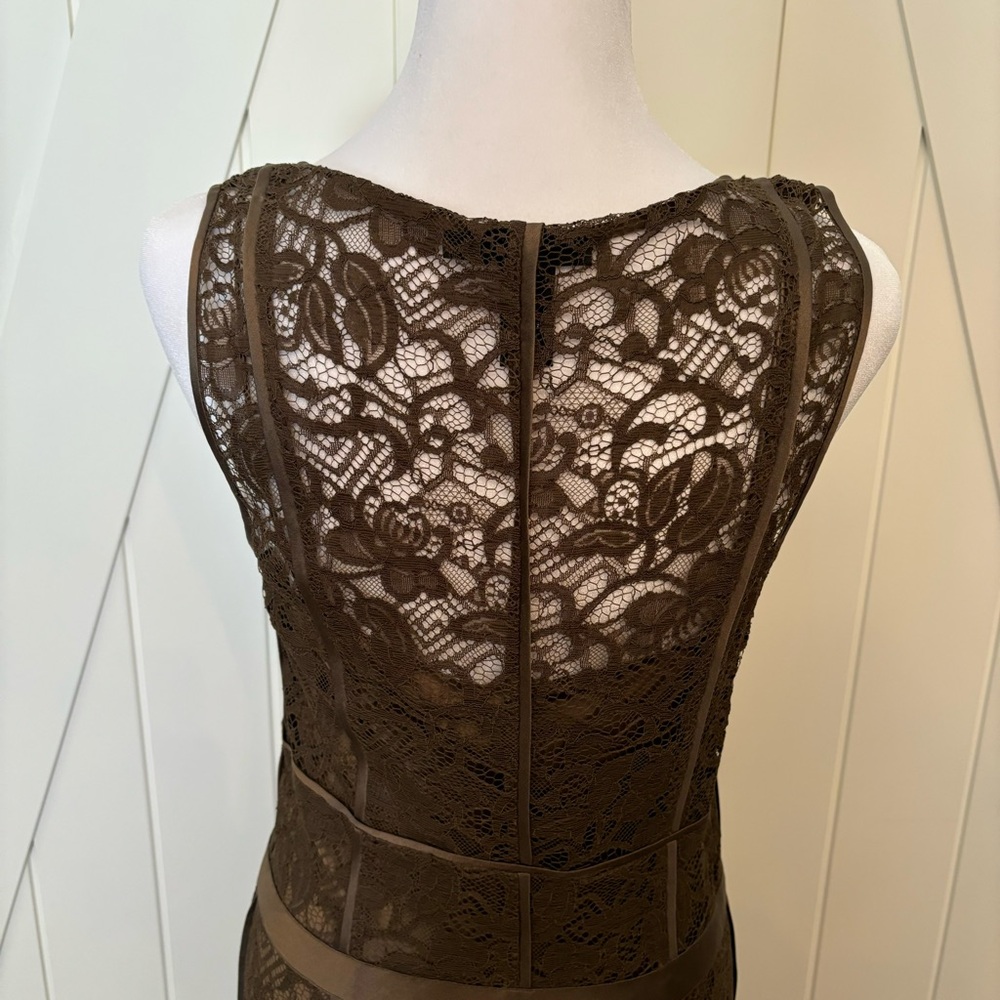 DKNY designer chocolate brown lace and camisole dress size: 4 - Picture 6 of 8